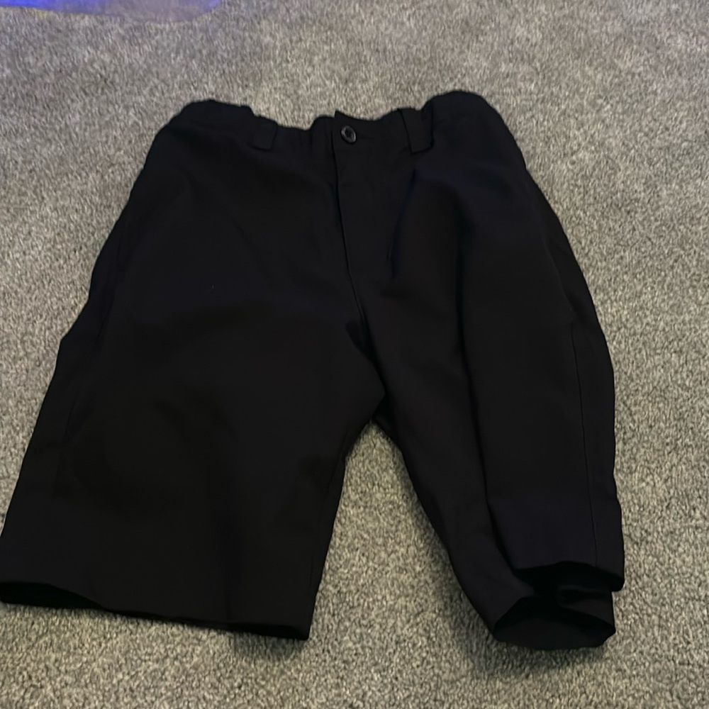 Plain black shorts, swim type